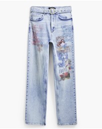 Desigual - Straight Hindi print Jean