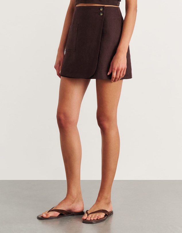 Jag - Kayla Linen Wrap Mini Skirt