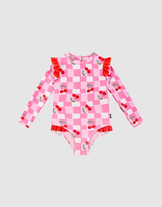 Rock Your Kid - Pretty Cherry Long Sleeve Swimsuit - Kids-Teens