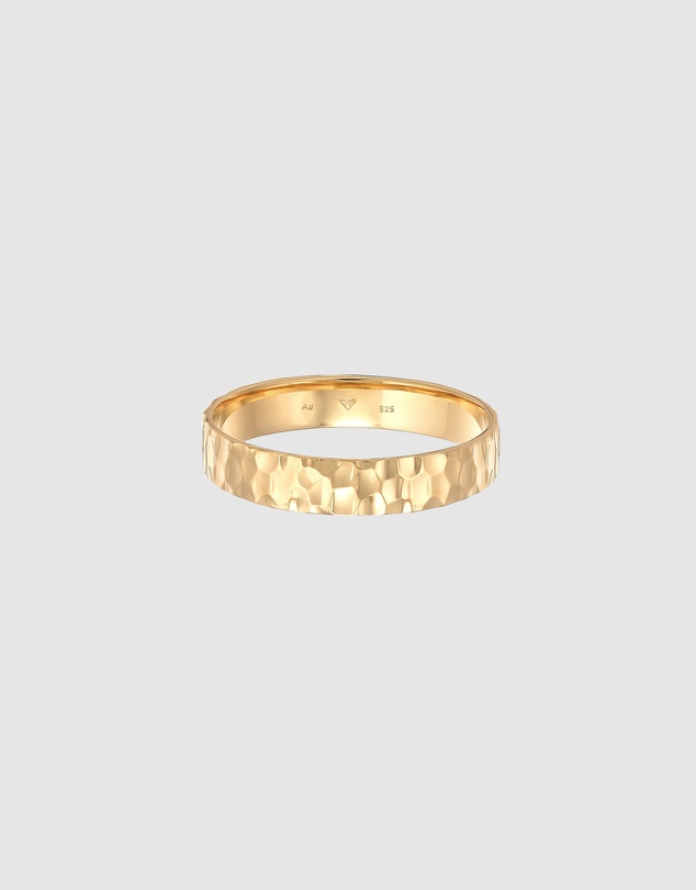 Kuzzoi - ICONIC EXCLUSIVE - Hammered Band Ring in Gold-Plated 925 Sterling Silver