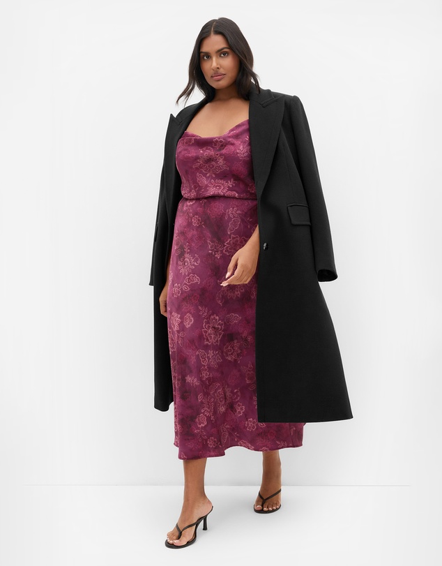 City Chic - Plus size Miranda Lace Print Midi Skirt - mulberry