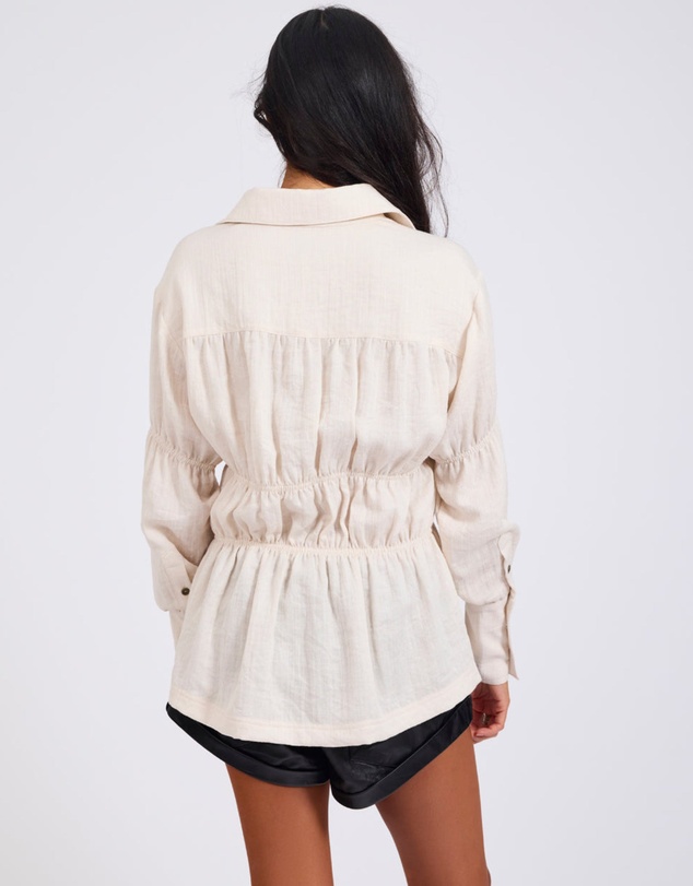 ONE TEASPOON - Harper Ruched Longsleeve Shirt - Cream