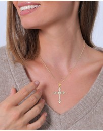 Elli Jewelry - Necklace Cross Zirconia Gold-plated 925 Sterling Silver