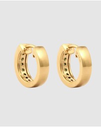 Elli Jewelry - Earrings Hoops Emerald 925 Sterling Silver Gold-Plated