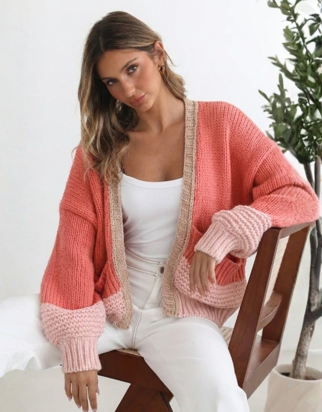 Esther & Co - Sheona Cardigan - Peach Multi