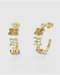 GUESS - Gold-Tone Wild Flower Hoop Earrings