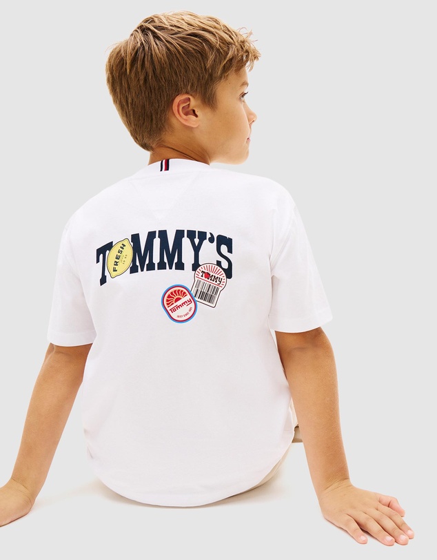 Tommy Hilfiger - Sticker Print Back Graphic Jersey T-Shirt- Kids