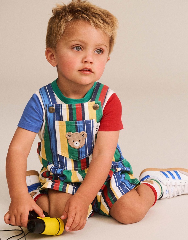 Huxbaby - Variegated Stripe Shortall - Babies-Kids