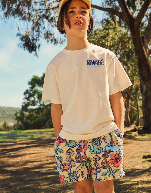 Skwosh - G'day Boys Back Print Tee in Taupe