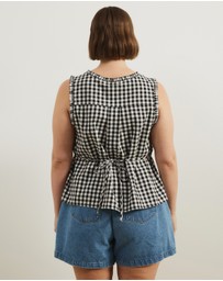 Atmos&Here Curvy - Lydia Gingham Tie Back Top