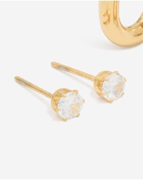 Lovisa - Waterproof Gold Plated Stainless Steel Rectangle Hoop Earrings & Cubic Zirconia Studs 2-Pack