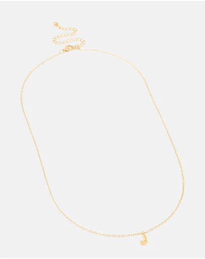 Lovisa - Waterproof Gold Plated Stainless Steel Mini Bubble Letter J Necklace
