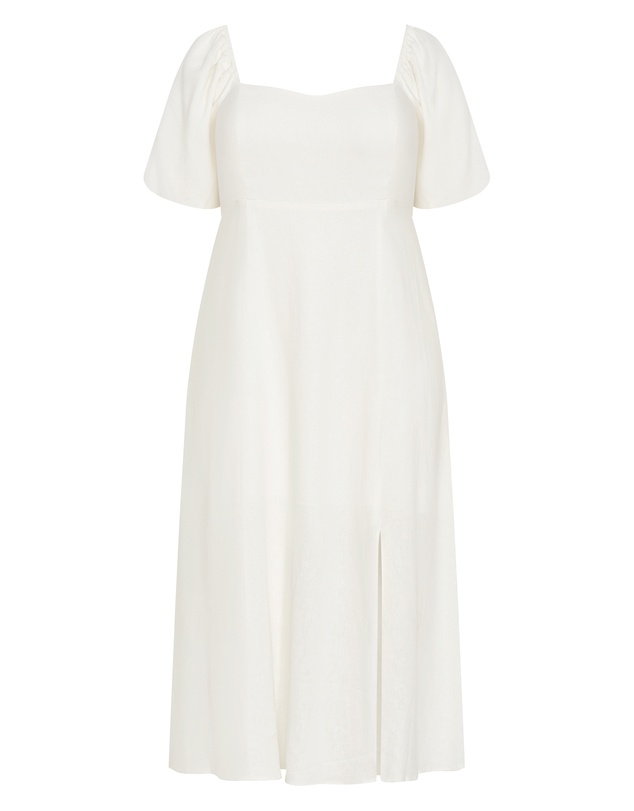 City Chic - Plus size Lori Linen Midi Dress - ivory