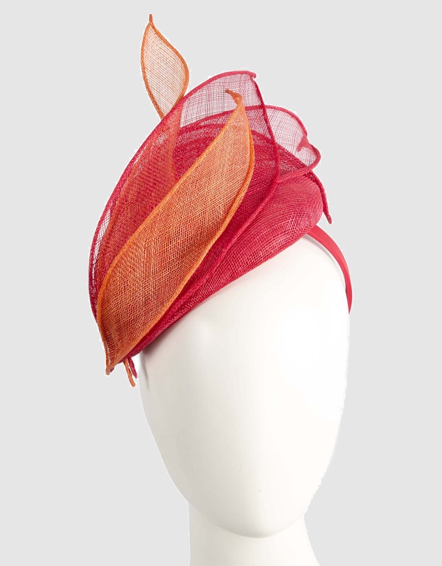 Max Alexander - Pillbox Red Orange Racing Fascinator