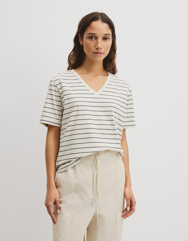 Country Road - Australian Cotton Stripe V-neck T-shirt