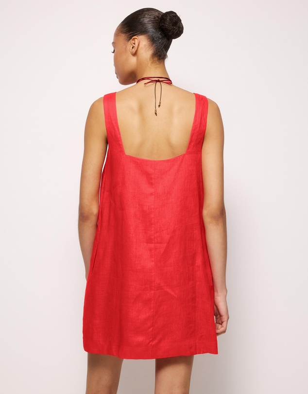 AERE - Indra Boat Neck Linen Mini Dress