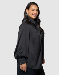 Pink Dusk by Curve Project - Bang Bang Satin Blouse
