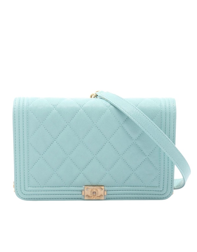 Pre-Loved by Azura Reborn - Pre-Loved Quilted Caviar Boy Wallet on Chain