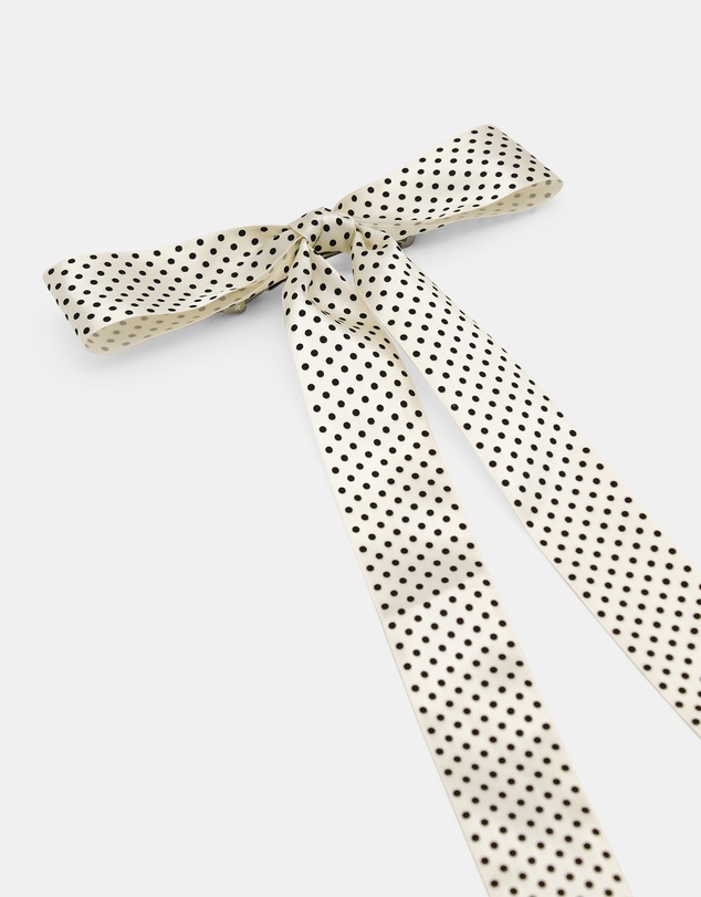 Morgan & Taylor - Lala Hair Bow in White with Black Polk Dots