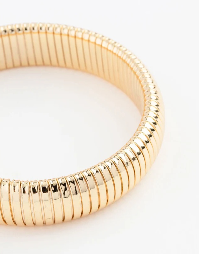 Lovisa - Gold Plated Wide Ribbed Bangle