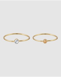 Elli Jewelry - Ring Set Crystal 925 Sterling Silver Gold-Plated
