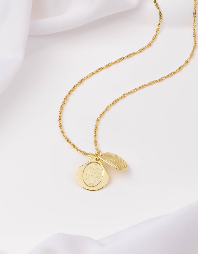 Wanderlust + Co - Seashell Gold Locket Necklace
