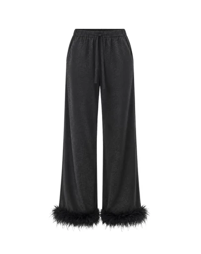 THE TALES - Frida Feather Trim Floral Pants