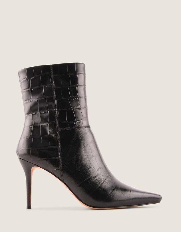 Shelly Shen - Calista Heel Ankle Boots Black Croc