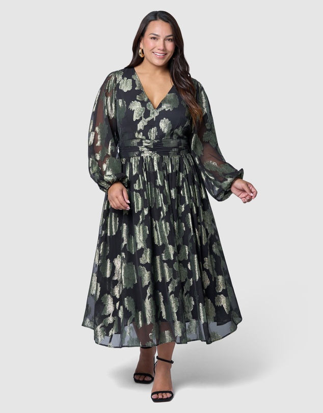 Pink Dusk by Curve Project - Secrets Metallic Maxi Dress