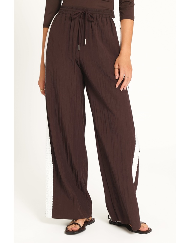 Petal & Pup - Arlena Lace Trim Pants - Espresso