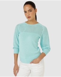 SACHA DRAKE - 3/4 Sleeve Ripple Knit Top