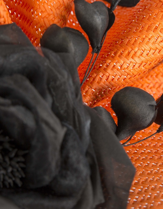 Fillies Collection - Bespoke Sculpted Orange Black Racing Fascinator