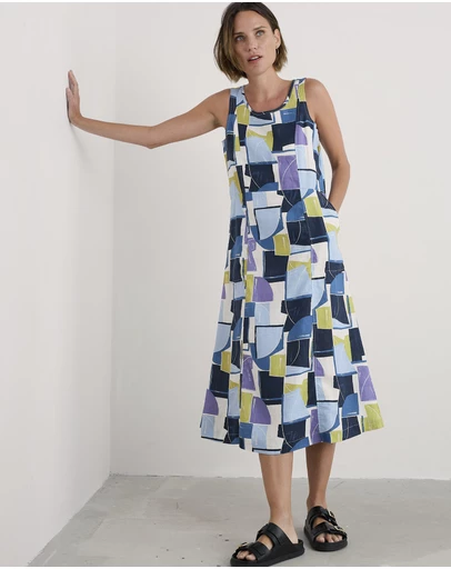 Seasalt - Seasalt Cornwall Blue Sleeveless Grass Wave Dress