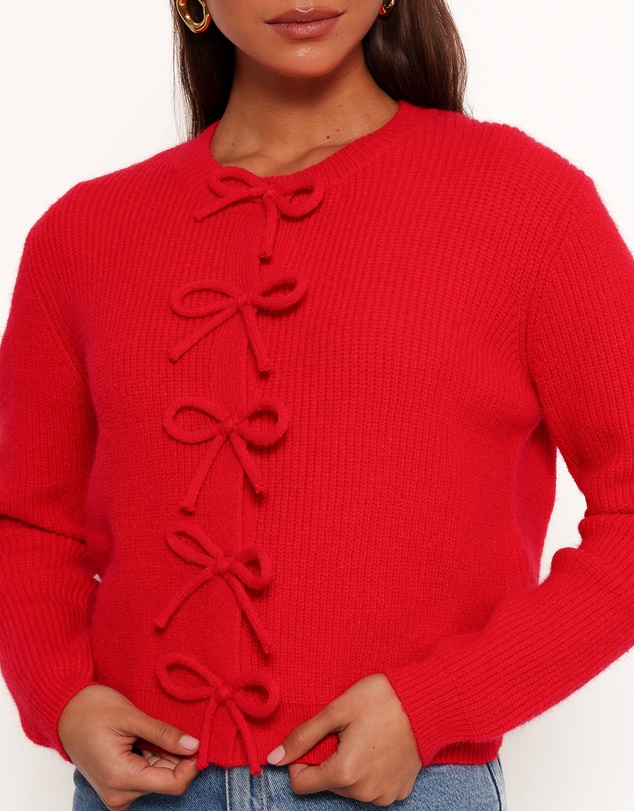 Petal & Pup - Wilde Bow Front Cardigan - Red