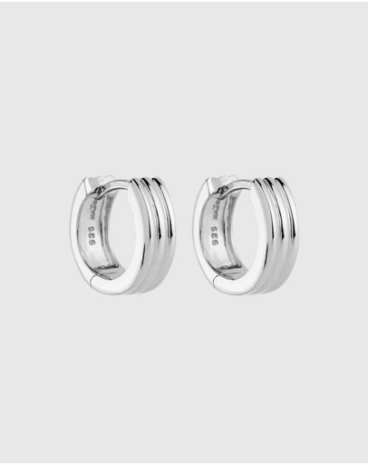 Najo - Carrousel Silver Huggie Earrings