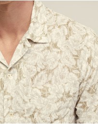 Oxford - Vinny Linen Blend Printed Short Sleeve Shirt