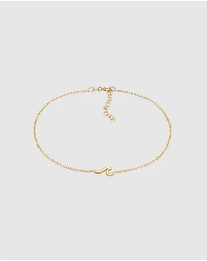 Elli Jewelry - Wave Charm Anklet in Gold-Plated 925 Silver