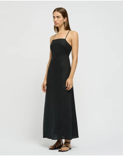 FRIEND of AUDREY - The Linen Tie Back Midi Dress