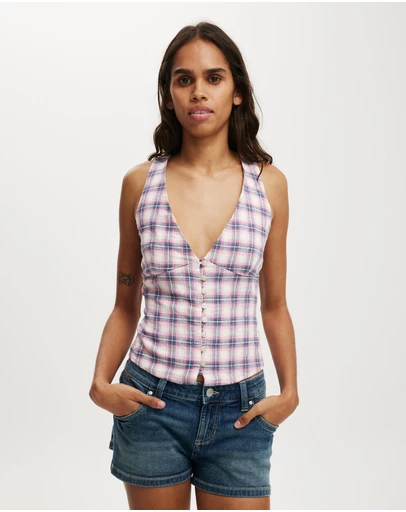 Cotton On - Haven Button Halter Top