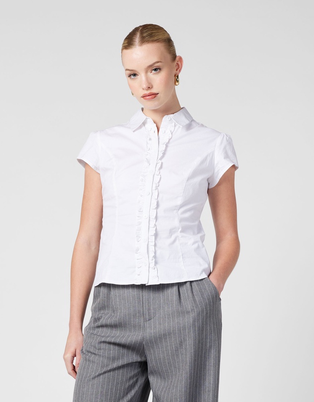 MVN - Cap Sleeve Shirt With Ruffles