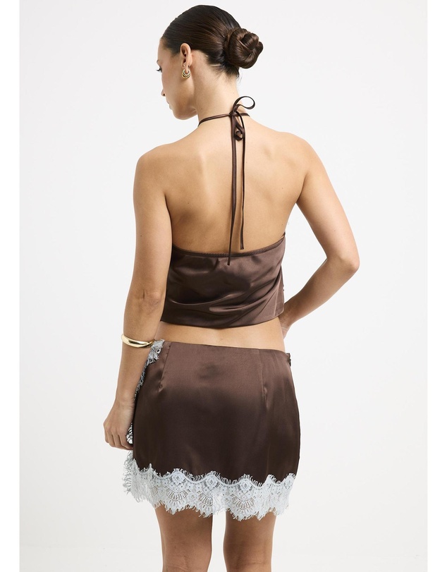 Alice In The Eve - Naomi Satin Lace Halter Top