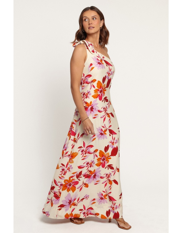 Petal & Pup - Carla One Shoulder Midi Dress - Orange Pink Floral