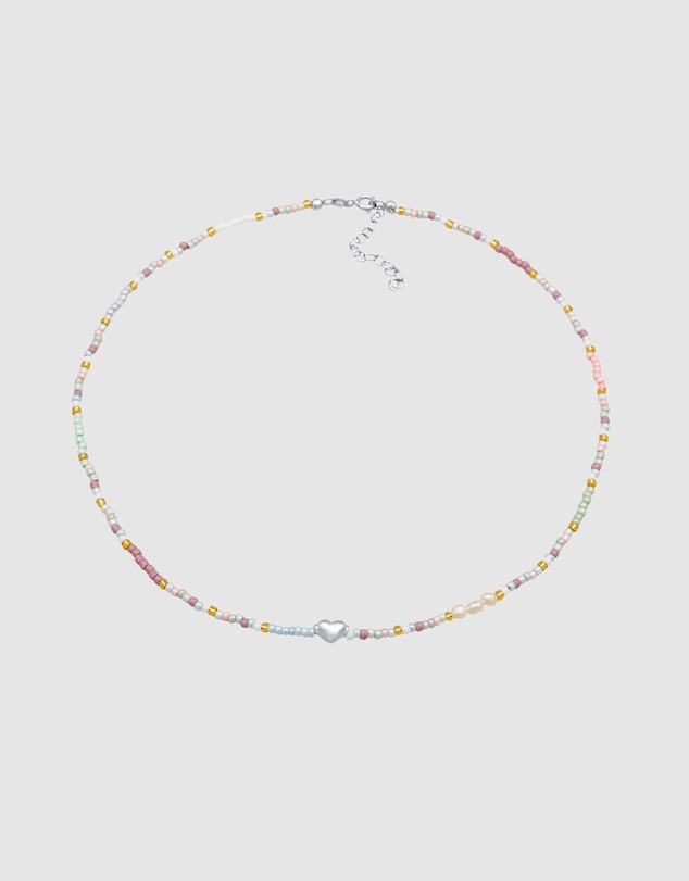 Elli Jewelry - Pastel Bead Heart Choker Necklace