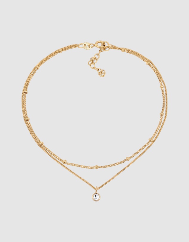 Elli Jewelry - Necklace Layer Crystal Ball 925 Sterling Silver Gold-Plated
