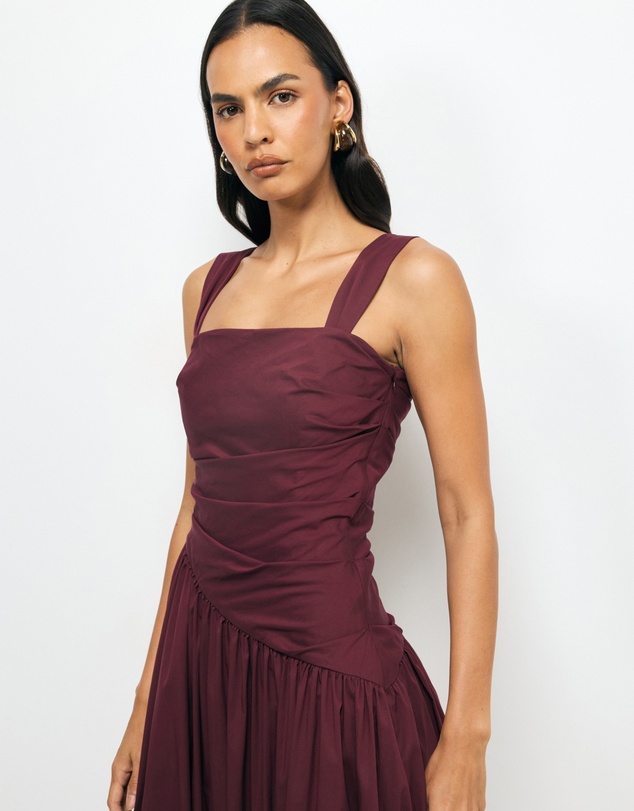 Revibe - Repaired AERE Kylara Ruched Midi Dress - AU 10