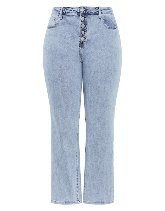 City Chic - Plus size Harley Fit Sass Straight Leg Crop Jean - light wash