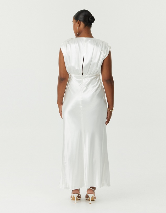 Third Form - Satin Cross Over Gather Dress