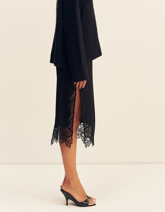 Shona Joy - Eniko Lace Split Midi Skirt