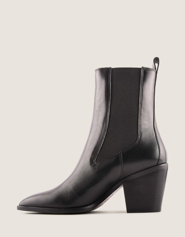 Shelly Shen - Ali Heel Ankle Boots Black Leather