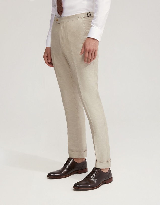 Oxford - Byron Wool Linen Cuffed Suit Trousers